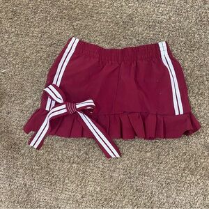 Rewash Maroon Ruffle Skort with Striped Side Bow
